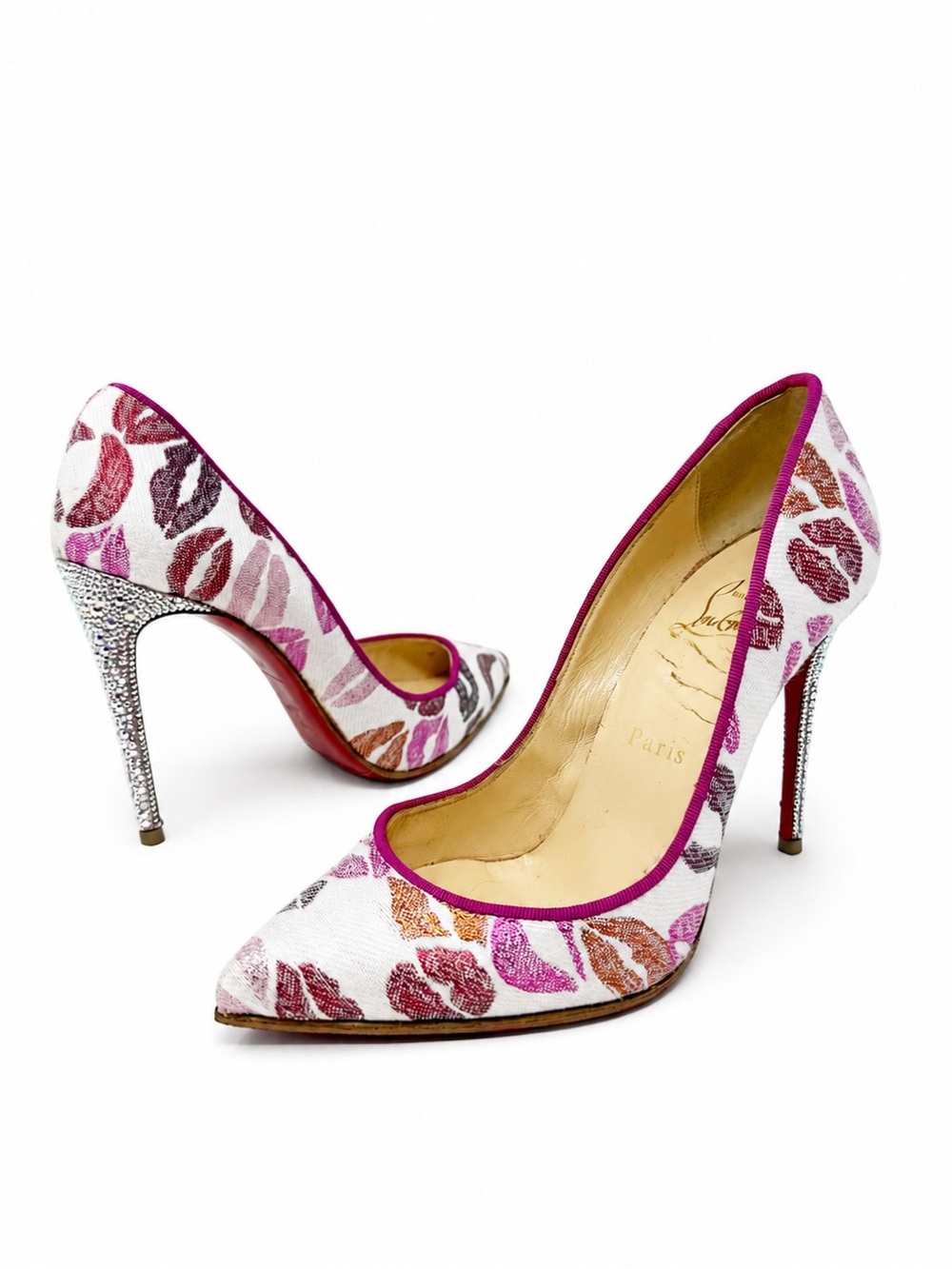 Christian Louboutin Cosmopump Lurex Lips Strass Heels Womens Size EU 36